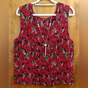 Notations Red Floral Poppies Print Tank 2X